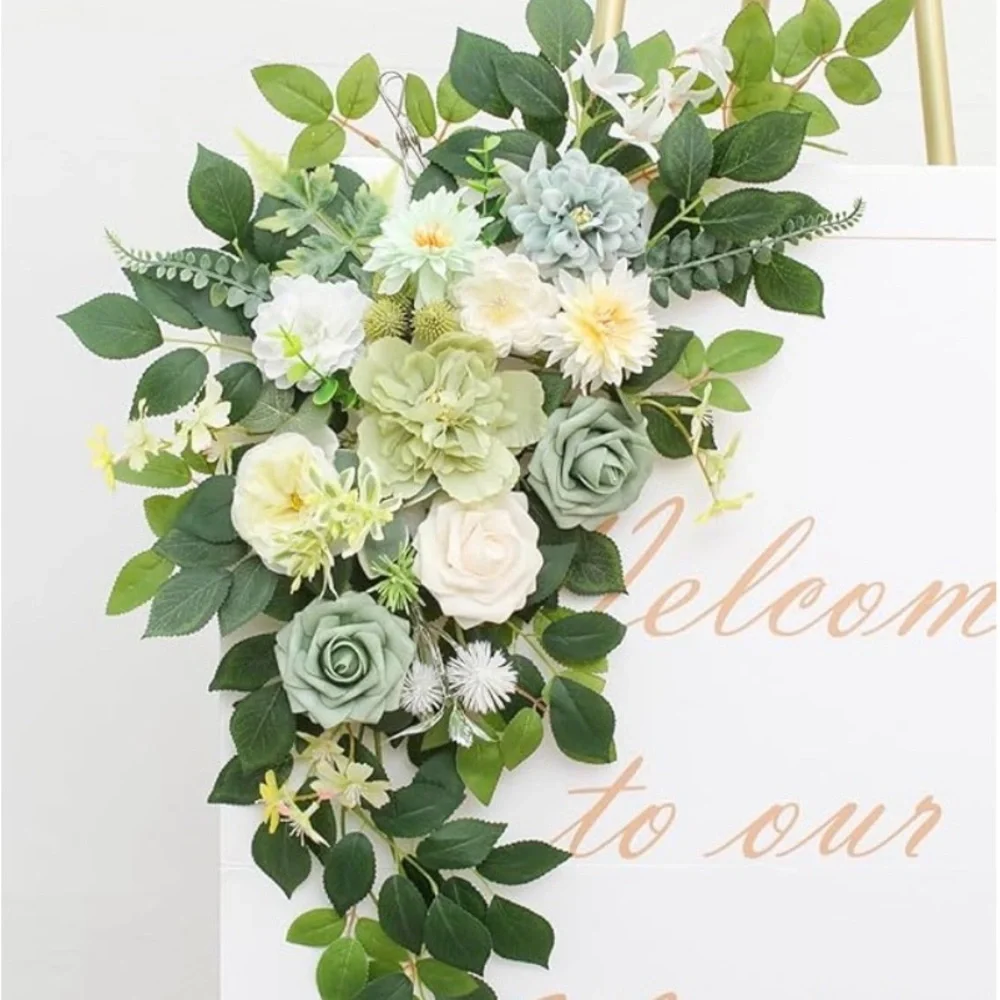 Faux Floral Mixed Bouquet in Cream, Yellow & Sage Green